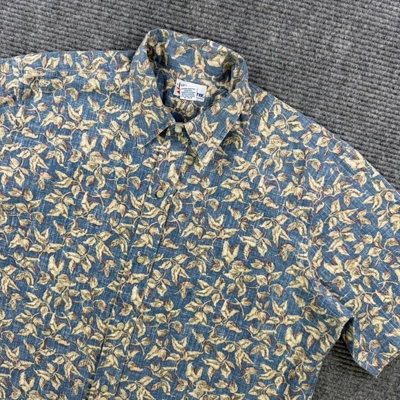 reyn spooner Other - Reyn Spooner Mens XL Blue Leaf Print Hawaiian Traditionals Button Up Shirt